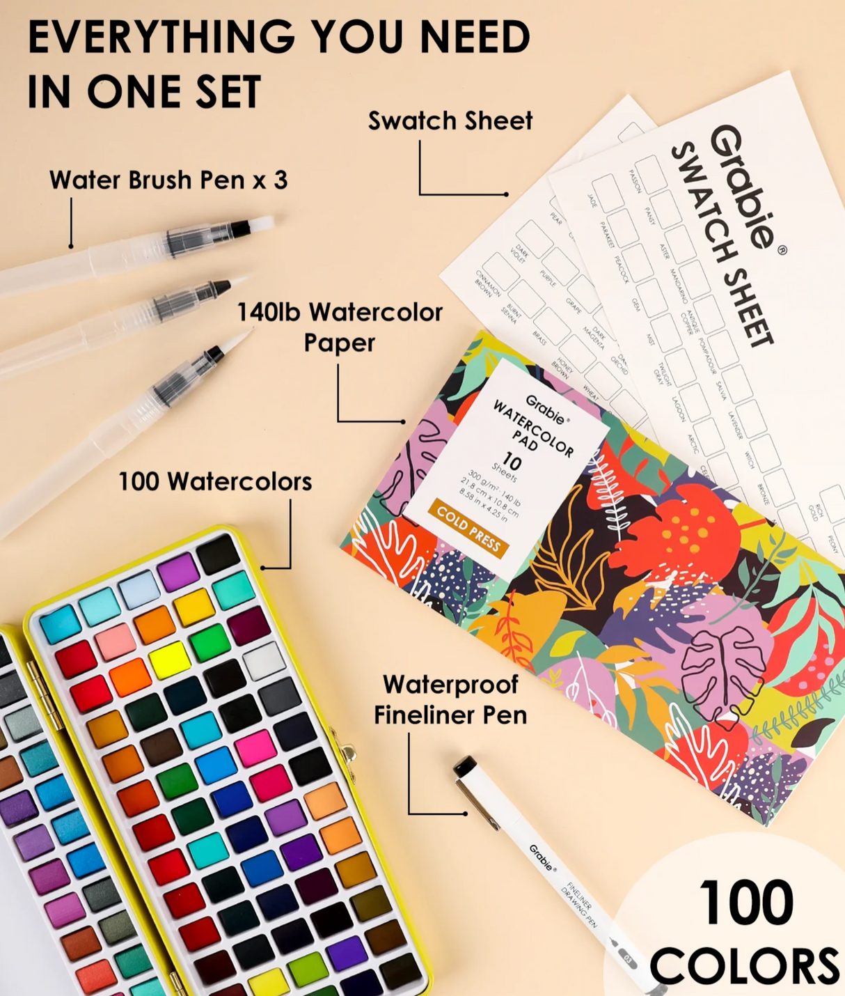 All-In-One Premium Watercolor Set | 100 Colors