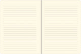 Open journal showing light gray lined cream pages for writing or sketching