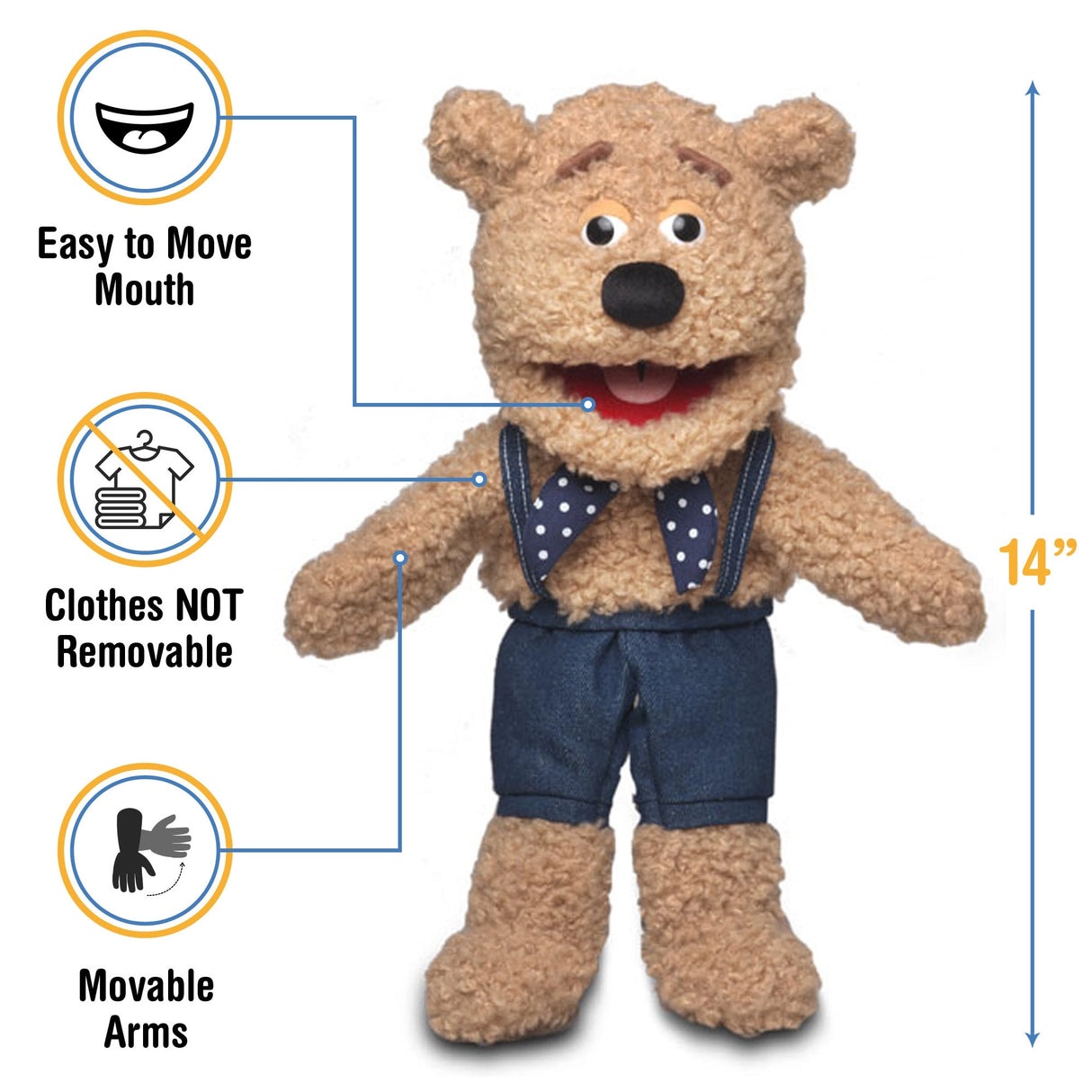 Bear in Overalls Puppet