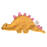Organic Crinkle Fabric | Stego yellow and pink stegosaurus toy with embroidered details and crinkle sensory fabric for babies.