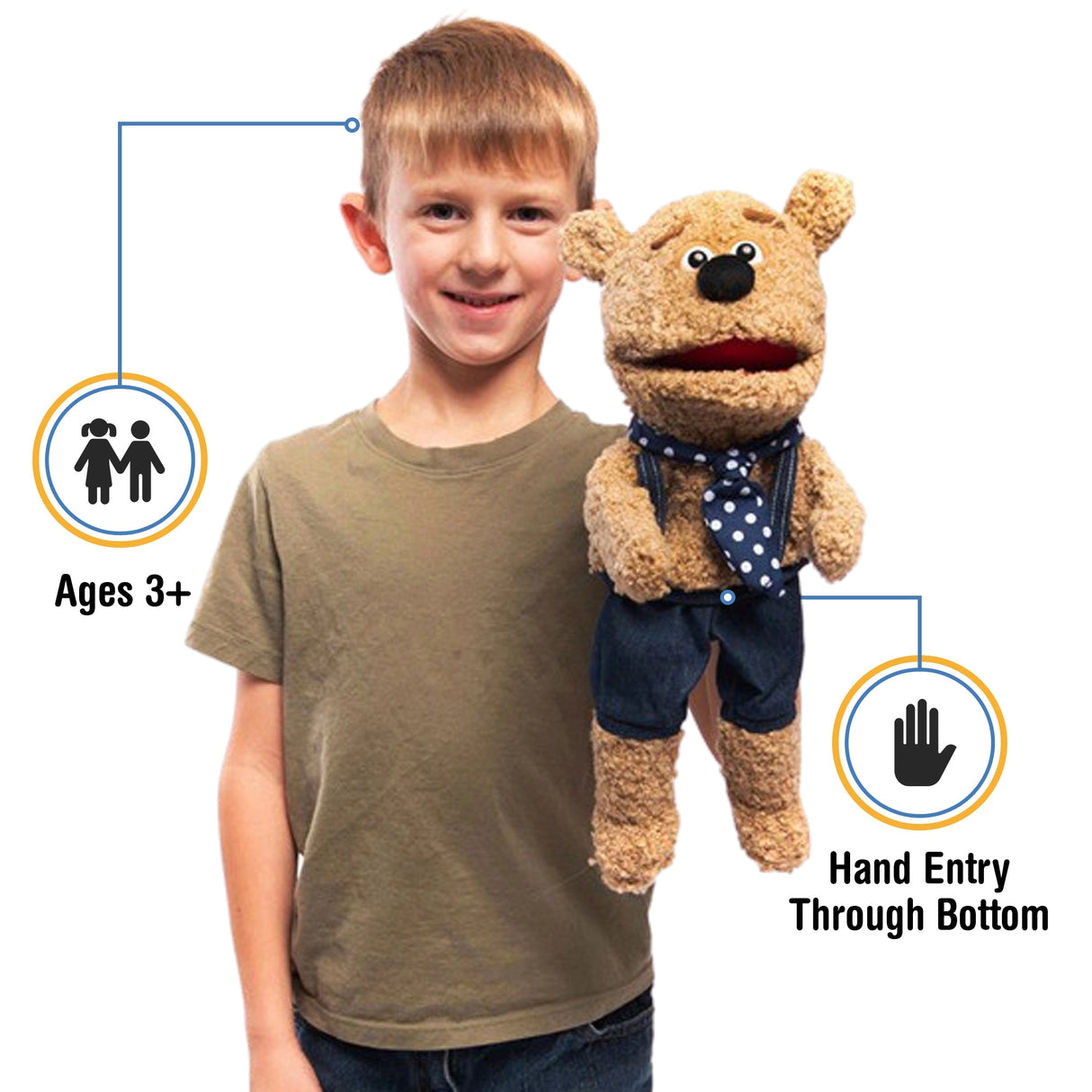 Bear in Overalls Puppet