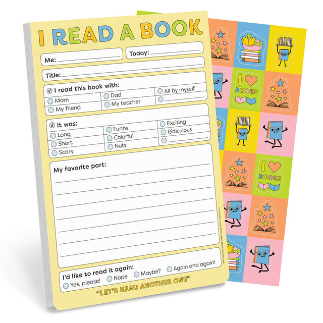 Children’s reading reflection pad with fun prompts and colorful stickers to encourage book-loving habits and creativity