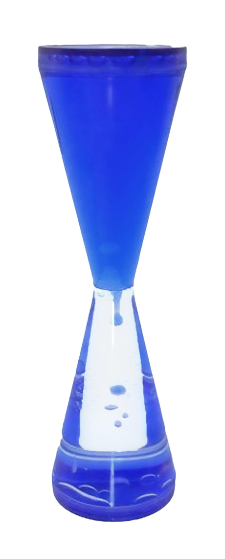 Hourglass Bubbler Liquid Timer in blue with flowing liquid bubbles, a playful time visual for desk decor.
