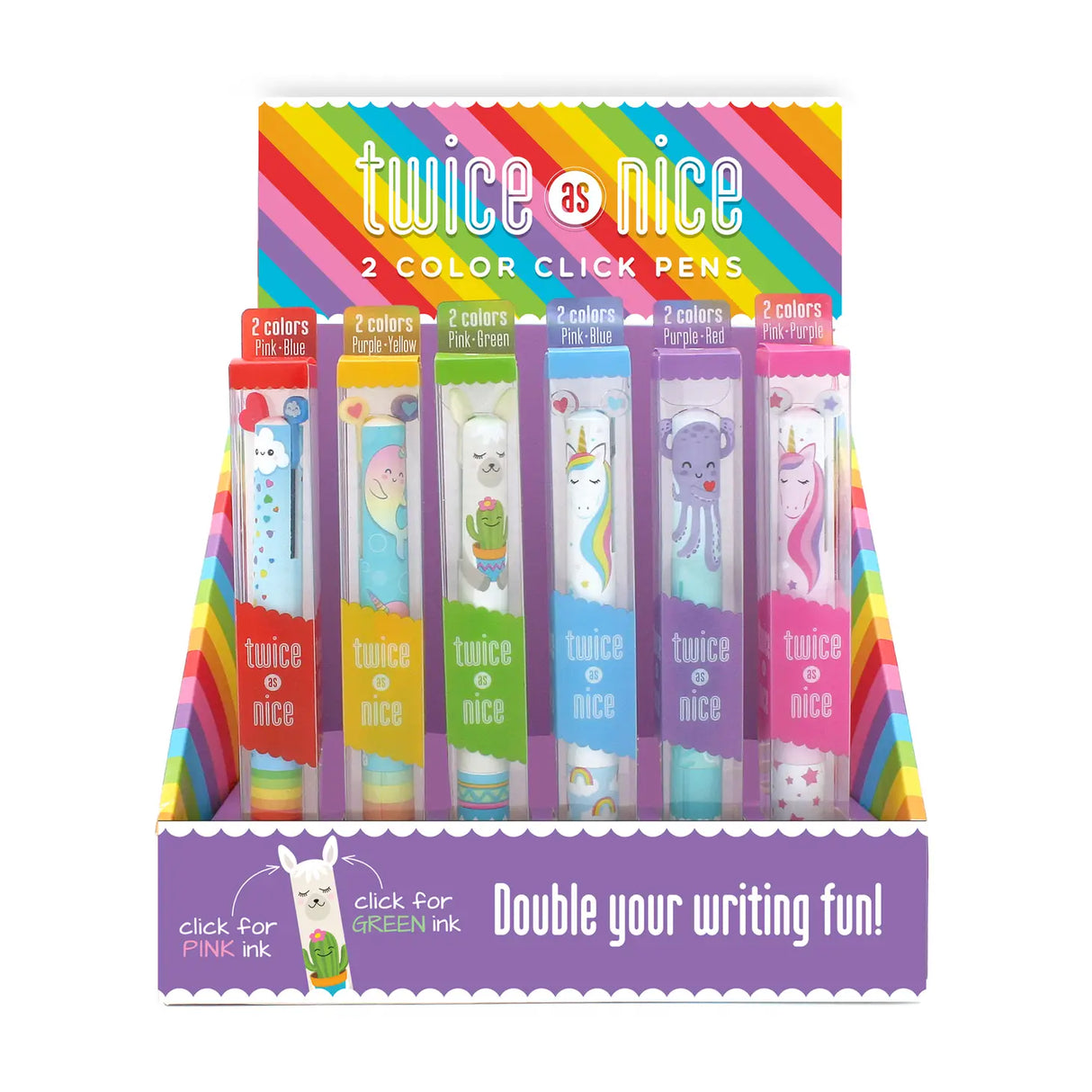 Twice as Nice 2 Color Click Pen | Rainbow