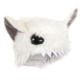 Yeti Soft Hat with white faux fur, shiny black eyes, foam rubber teeth, and adjustable velcro size strap.