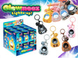 Glowmeez Charmlet Blind Box keychains in assorted glowing animal designs displayed with retail box packaging