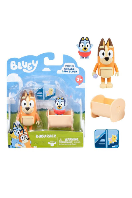 Bluey 2 Figure Pack Series 10 with poseable Bluey and Baby Bluey figures and accessories for imaginative play.