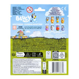 Bluey Mini Figure Mystery Pack packaging showing collectible mini figures from the Bluey series with product details.