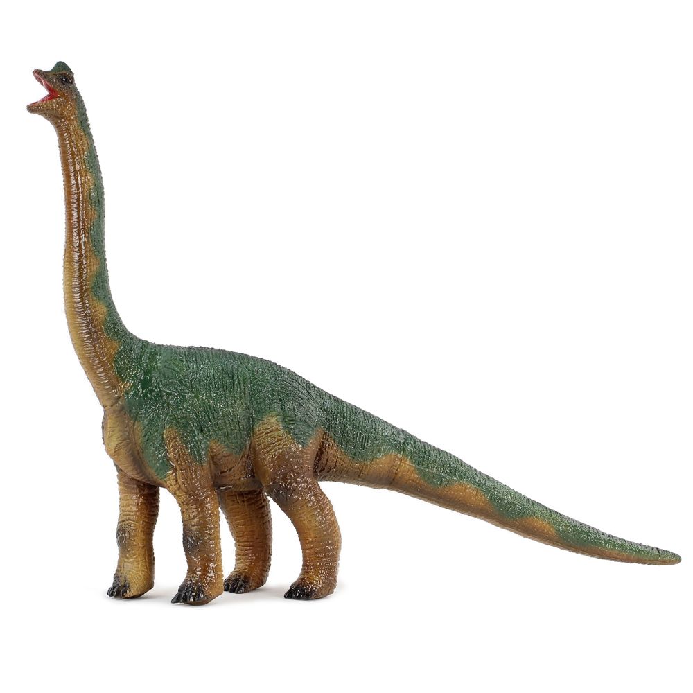 XL Soft Brachiosaurus plush toy in green and brown, ultra-realistic and soft, perfect for imaginative dinosaur play.
