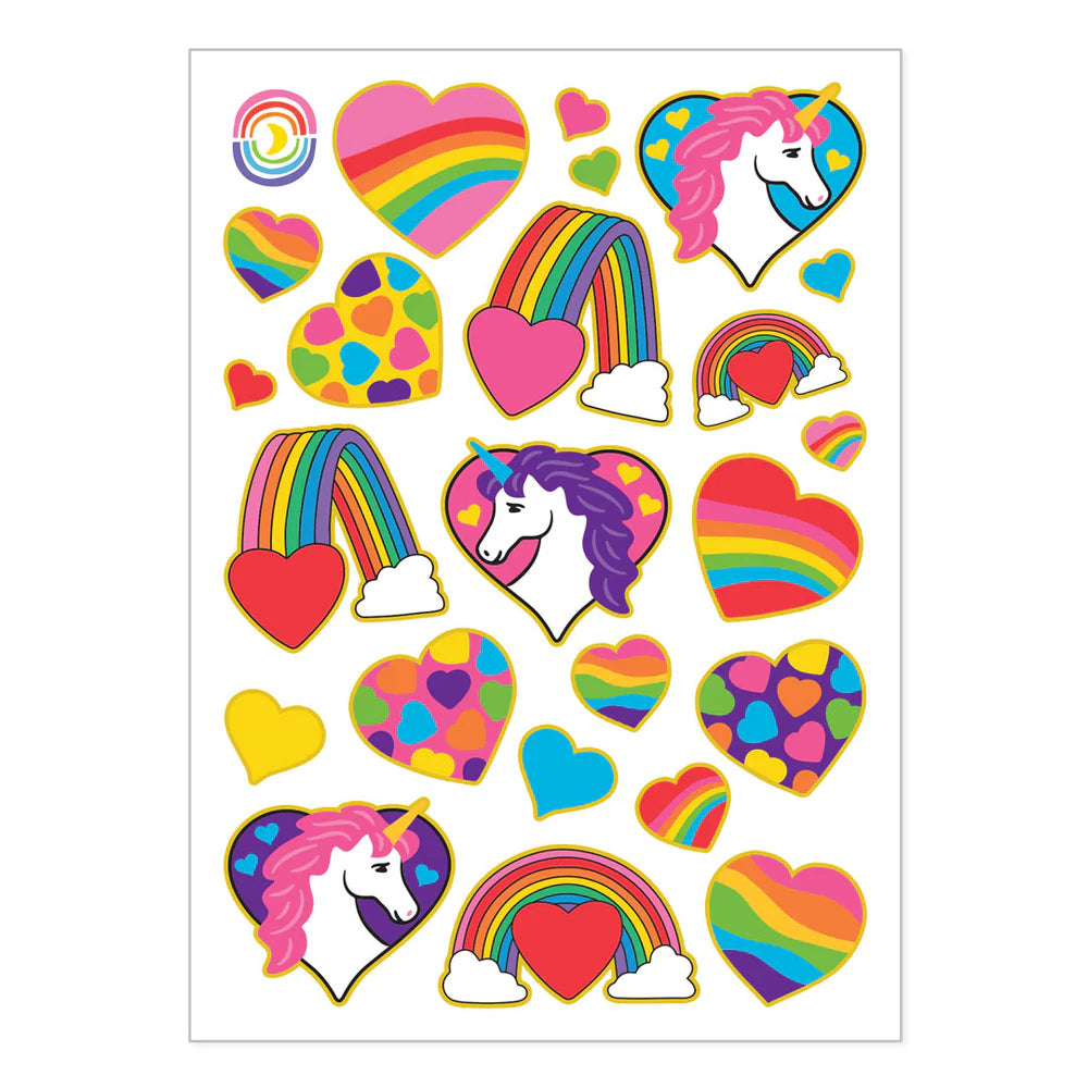 80s Hearts & Unicorns Gold Foil Stickers