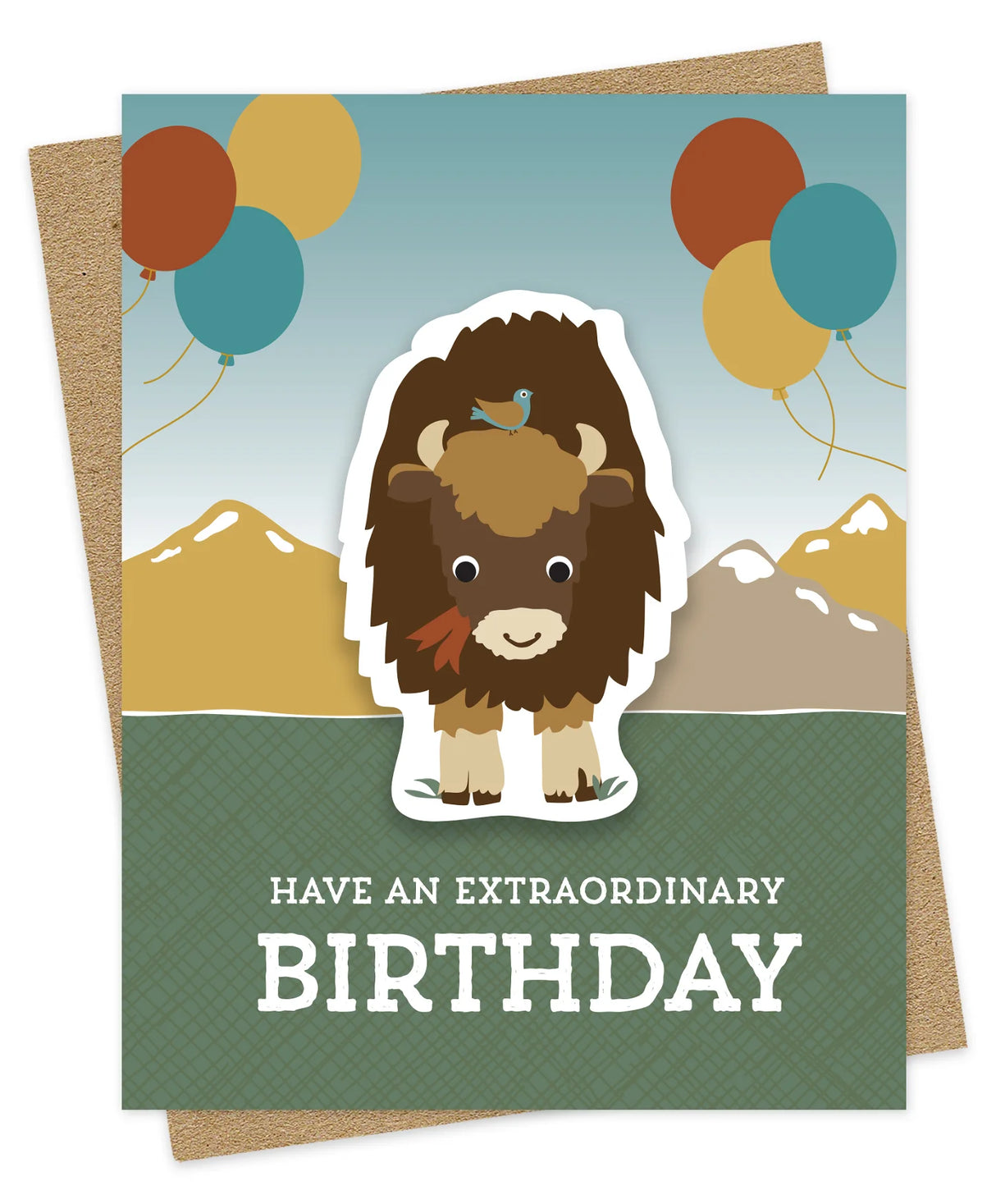 Bison Sticker Birthday Card