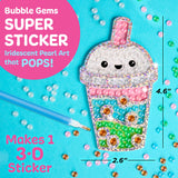 Bubble Gems Super Sticker Bubble Tea craft with colorful bubble gems and no-mess 3-step process for kids ages 6+
