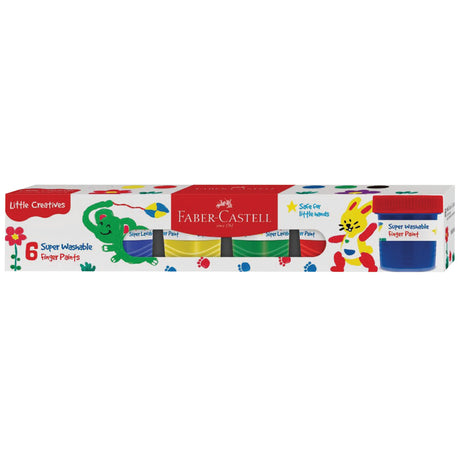 Little Creatives Finger Paint package showing 6 vibrant, washable, non-toxic finger paints for kids' creative fun.
