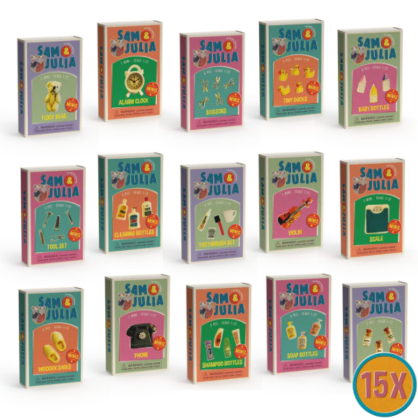 Sam & Julia | Matchbook Miniature 2 set of 15 vintage-style miniature matchboxes for dollhouses and collections