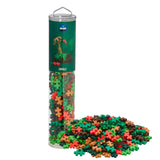 Plus Plus Jungle 240pc tube with colorful jungle-themed building pieces for creative 2D and 3D play.