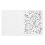 Color-In' Book Enchanting Unicorns showing an open page with unicorn and underwater sea creatures coloring design.