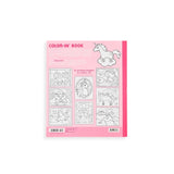 Color-In' Book Enchanting Unicorns showing back cover with 31 unique unicorn coloring pages and perforated sheets.