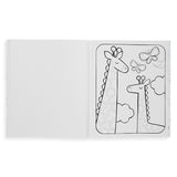 Color-In' Book Little Cozy Critters showing an open page with giraffes and butterflies to color.