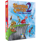 Sleeping Queens 2: The Rescue! game box featuring colorful queens rescuing a king with a rope on a cliff.