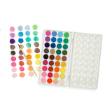 Lil' Watercolor Paint Pods with 36 vibrant colors, fine-tipped brush, and reusable case doubling as a paint palette.