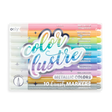 Color Lustre Metallic Brush Markers set of 10 bright shimmering metallic colors with brush tip nibs for creative projects.