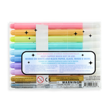 Color Lustre Metallic Brush Markers set with 10 bright shimmering metallic colors in brush tip pens.
