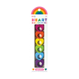 Heart Ring Crayons pack of six colorful heart-shaped wearable crayon rings in pink, orange, yellow, green, blue, and purple.