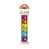 Heart Ring Crayons pack of six colorful heart-shaped wearable crayon rings in pink, orange, yellow, green, blue, and purple.