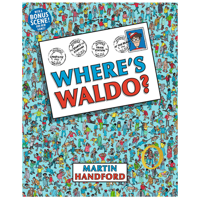 Where's Waldo? book cover featuring a crowded scene with Waldo hidden among many colorful characters.