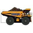 Wheelie Board Book: Dump Truck showing a yellow dump truck loaded with dirt and large black wheels.