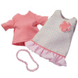 12in Summer Dream Dress Set with soft pink ruffle dress, matching T-shirt, and hairband for 12-inch dolls.