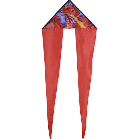 Zippy Flo-Tail Delta Kite | Dragon featuring a vibrant red dragon design with long flowing tails for stable flight.