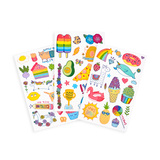 Cute Doodle World Tattoos three sheets with colorful fun llamas, donuts, pineapples, and more temporary tattoos.