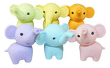 Japanese Eraser Elephant puzzle toys in assorted pastel colors, eco-friendly and handmade from Japan.