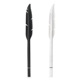 Feather Pen gel pens in black and white, designed as modern quills with smooth black ink writing.