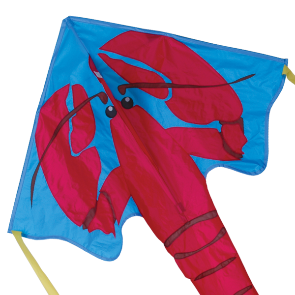 46" Easy Flyer Kite | Red Lobster with bright red lobster graphic on blue nylon fabric, easy to fly and assemble.