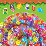 Clear Hide Inside! Arcade Adventure Thinking Putty with colorful arcade-themed pieces in a spiral shape on a green background.
