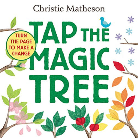 Tap the Magic Tree book cover with colorful leaves, branches, and a blue bird encouraging page turning.