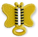 Yellow bee-shaped Toothbrush Teether | Bee Brush made of food grade silicone for soothing and cleaning baby's gums.