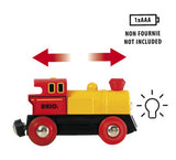 Battery-Powered Two-Way Engine in red and yellow with forward reverse function and headlight, battery not included.