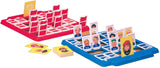 Guess Who game with two plastic units featuring face cards and mystery cards for classic 1980s gameplay fun.