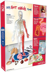 Squishy Human Body with clear model, 9 squishy organs, bones, muscles, forceps, and anatomy book for learning.