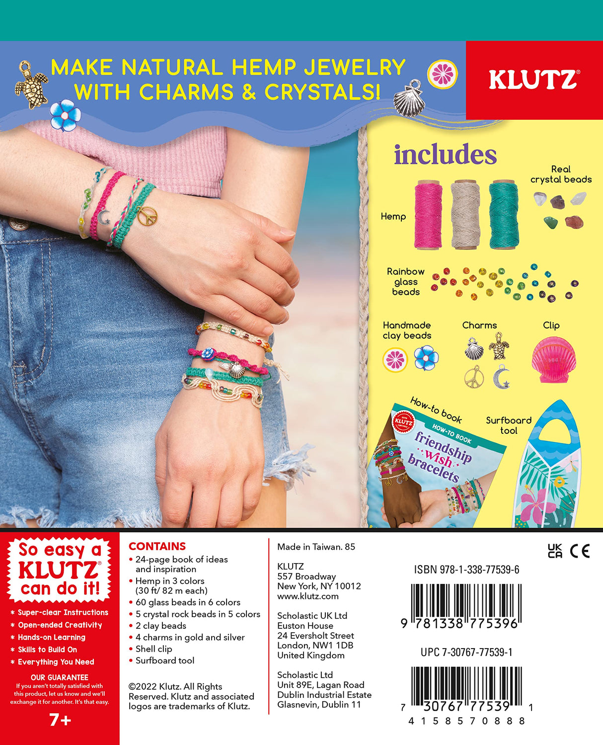 Friendship Wish Bracelets with natural hemp, colorful beads, charms, and crystals for handmade jewelry crafting.