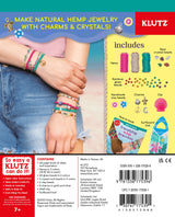 Friendship Wish Bracelets with natural hemp, colorful beads, charms, and crystals for handmade jewelry crafting.