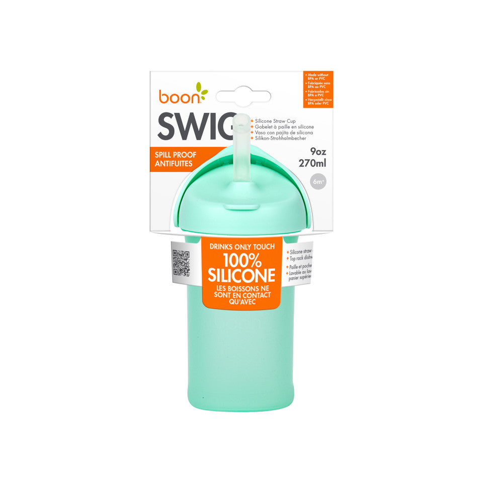 SWIG Sippy Cup Mint with spill-proof silicone straw, insulated walls, and BPA-free safe design for kids 6 months and up.