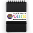 Black Paper Sketchbook with a DIY cover, spiral-bound for easy use with 75 perforated black acid-free sheets.