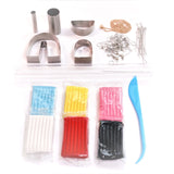 Crafters Polymer Clay Jewelry kit with 6 colors clay, earring forms, necklace chain, and jewelry-making tools.