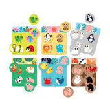 Habitat Bingo game with colorful animal boards and matching tokens to teach kids about animal habitats.