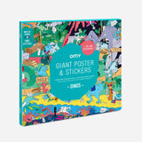 Dinosaur Giant Sticker Poster with colorful dinosaur scene and over 100 stickers for creative play and decoration.