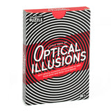 Optical Illusions product packaging with swirling black and white patterns and red accents for mind-bending fun ages 8 and up.